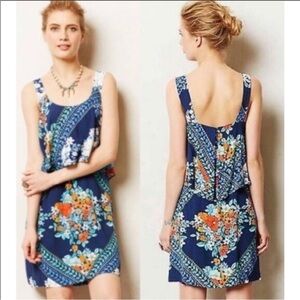 Anthropologie Maeve Tisana Dress Floral Blue Sz 2